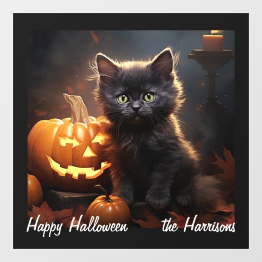 Name, Niedlich Kitten, Pumpkin, Happy Halloween 12 Fensteraufkleber (Blatt)