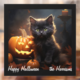 Name, Niedlich Kitten, Pumpkin, Happy Halloween 12 Fensteraufkleber