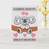 Name Niedlich Koala-ty Valentine Gruß hinzufügen Karte (Gelbe Blume)