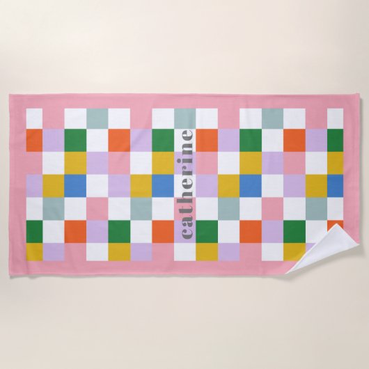 Name Niedlich Moderne Mittelalter farbenfroh überp Strandtuch (Vorderseite)