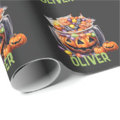 Name Niedlich Orange Lila Pumpkin Halloween Lecker Geschenkpapier (Rolleneckpunkt)