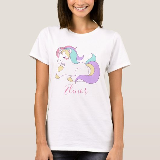 Name Niedlich Unicorn hinzufügen T-Shirt (Vorderseite)