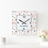 Name, Niedliche Süßigkeiten Kanadische und Cookies Quadratische Wanduhr (Zuhause)