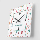 Name, Niedliche Süßigkeiten Kanadische und Cookies Quadratische Wanduhr (Winkel)