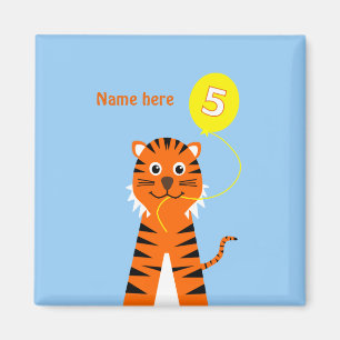 Name niedlicher 5. Geburtstagstiger hinzufügen Magnet