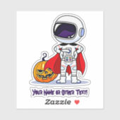 Name Niedlicher Astronaut Stehend mit Pumpkin hinz Aufkleber (Blatt)