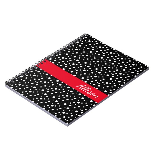 Name-Notizbuch-Schwarze u. weiße Polka-Punkte Notizblock (Linke Seite)