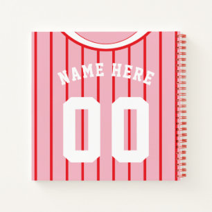 Name & Number Baseball Softball Jersey Notebook Notizblock