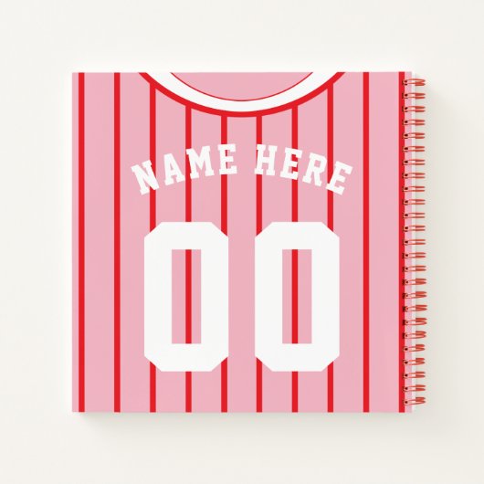 Name & Number Baseball Softball Jersey Notebook Notizblock (Rückseite)