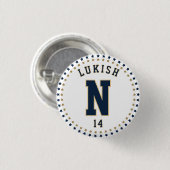Name Number Stars Navy Blue und Gold Veteran Button (Vorne & Hinten)