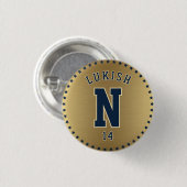 Name Number Stars Navy Blue und Gold Veteran Button (Vorne & Hinten)