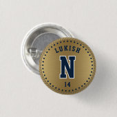 Name Number Stars Navy Blue und Gold Veteran Button (Vorne & Hinten)