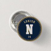 Name Number Stars Navy Blue und Gold Veteran Button (Vorne & Hinten)
