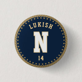 Name Number Stars Navy Blue und Gold Veteran Button