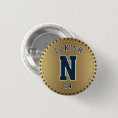 Name Number Stars Navy Blue und Gold Veteran Button (Vorne & Hinten)