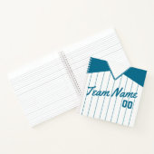 Name & Nummer Baseball Softball Aquamarin Jersey Notizblock (Innenseite)