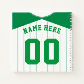 Name & Nummer Baseball Softball Green Jersey Notizblock (Rückseite)