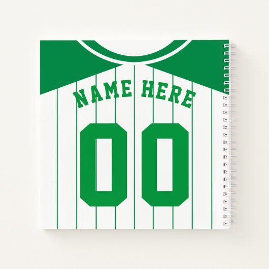 Name & Nummer Baseball Softball Green Jersey Notizblock (Rückseite)