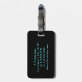 Name, Nummer des Aquamarinen Gepäckstücks, schwarz Gepäckanhänger (Rückseite vertikal)