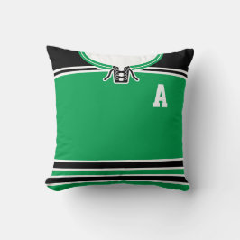 Name & Nummer Green Customizable Hockey Jersey Kissen