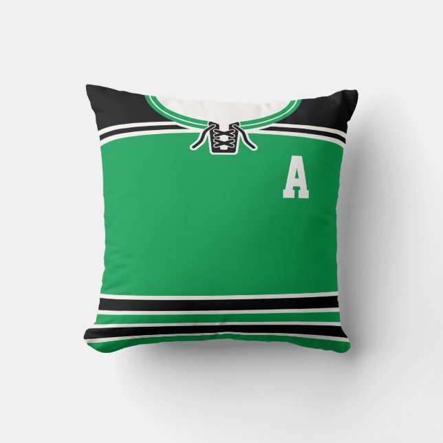 Name & Nummer Green Customizable Hockey Jersey Kissen (Vorderseite)