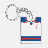 Name & Nummer Jersey Keyring, Hockey Lacrosse Schlüsselanhänger (Vorderseite links)