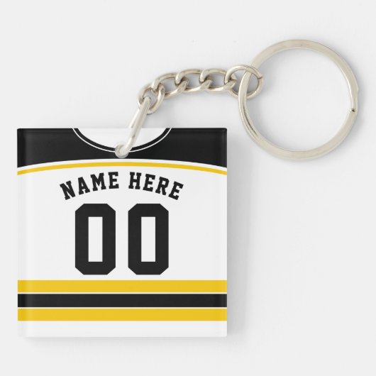 Name & Nummer Jersey Keyring, Hockey Lacrosse Schlüsselanhänger (Rückseite)