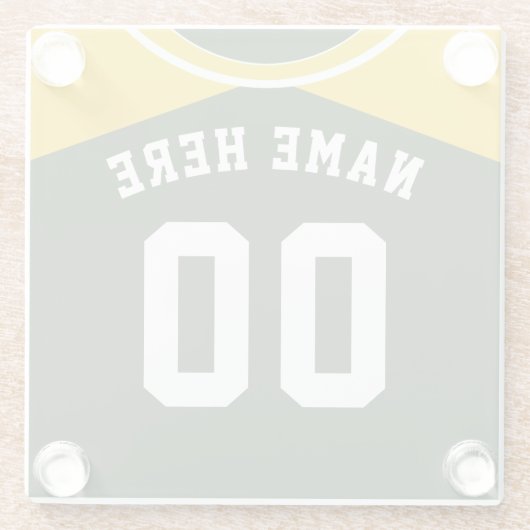 Name & Nummer Jersey Untersetzer, Softball, Baseba Glasuntersetzer (Rückseite)