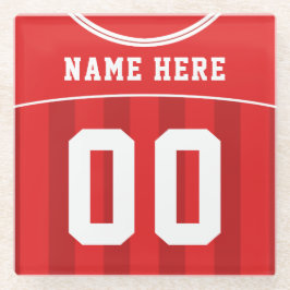 Name & Nummer Red Jersey, Fußball Glasuntersetzer