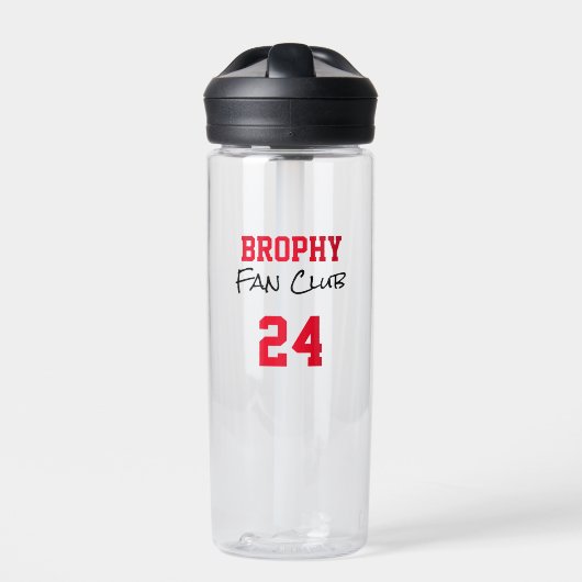 NAME NUMMER-Schulkolorenteam des Sportspielers Trinkflasche (Vorderseite)