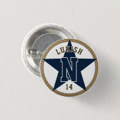 Name Nummer Star Navy Blue und Gold Veteran Button (Vorne & Hinten)