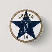 Name Nummer Star Navy Blue und Gold Veteran Button (Vorderseite)