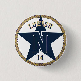 Name Nummer Star Navy Blue und Gold Veteran Button