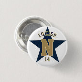 Name Nummer Star Navy Blue und Gold Veteran Button (Vorne & Hinten)
