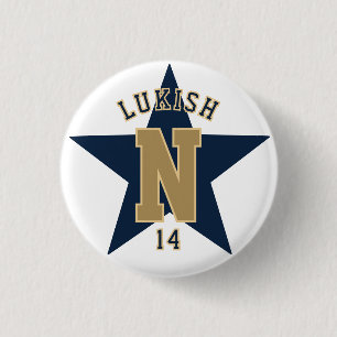 Name Nummer Star Navy Blue und Gold Veteran Button