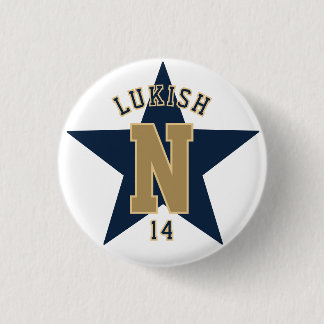 Name Nummer Star Navy Blue und Gold Veteran Button