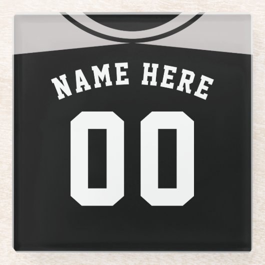 Name & Nummer Untersetzer, Graue Baseball-Software Glasuntersetzer (Vorderseite)