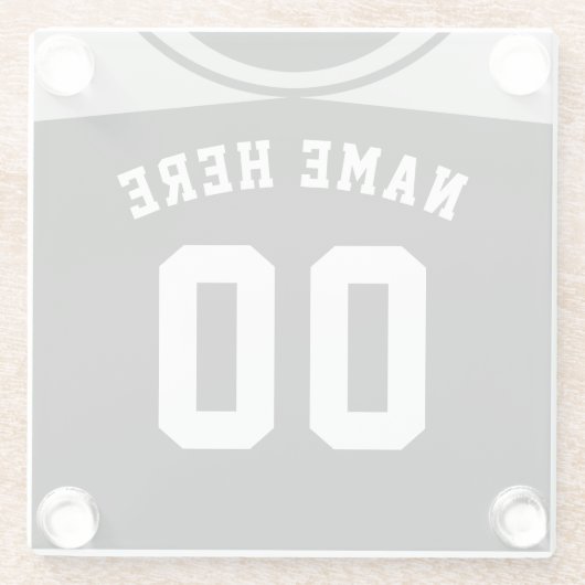 Name & Nummer Untersetzer, Graue Baseball-Software Glasuntersetzer (Rückseite)