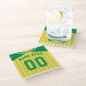 Name & Nummer Untersetzer Grüner Pinstrichstoff Ba (Schrägansicht)