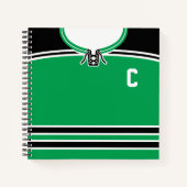 Name & Nummer von Green & Black Hockey Jersey Notizbuch (Vorderseite)