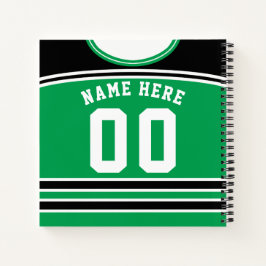 Name & Nummer von Green & Black Hockey Jersey Notizbuch