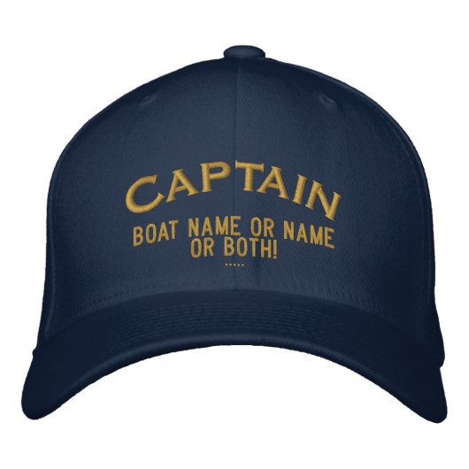 Name oder beide Kapitän-Your Boat Name Your! Bestickte Baseballkappe (Vorderseite)