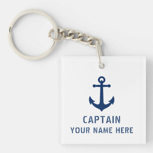 Name oder Bootsname Nautical Vintage-Anker Weiß Schlüsselanhänger