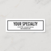 Name oder Firmenname | Moderne schwarze Grenze Mini Visitenkarte (Rückseite)