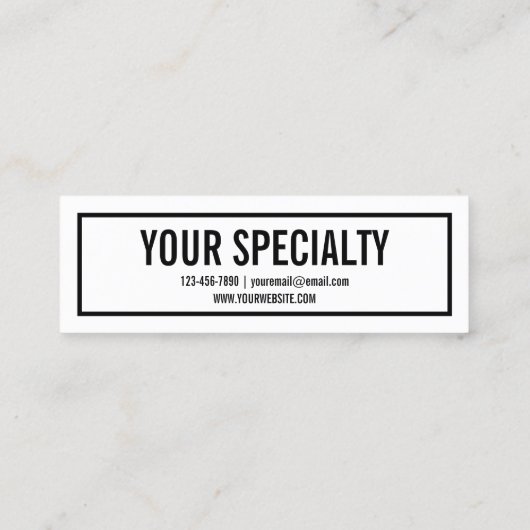 Name oder Firmenname | Moderne schwarze Grenze Mini Visitenkarte (Rückseite)