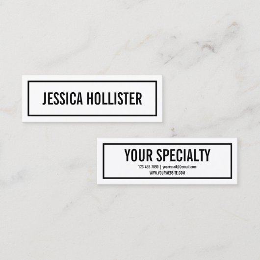 Name oder Firmenname | Moderne schwarze Grenze Mini Visitenkarte (Vorne/Hinten)