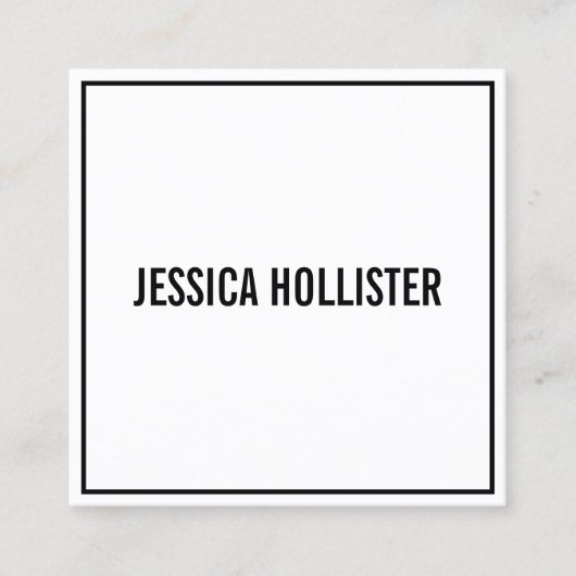 Name oder Firmenname | Moderne schwarze Grenze Quadratische Visitenkarte (Vorderseite)