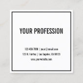 Name oder Firmenname | Moderne schwarze Grenze Quadratische Visitenkarte (Rückseite)