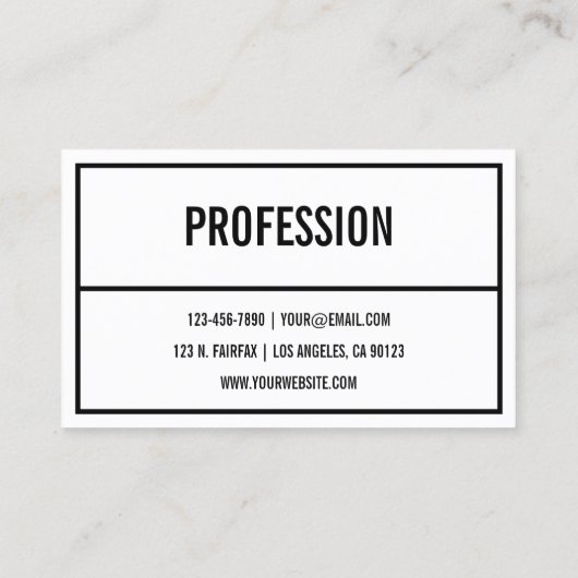 Name oder Firmenname | Moderne schwarze Grenze Visitenkarte (Rückseite)