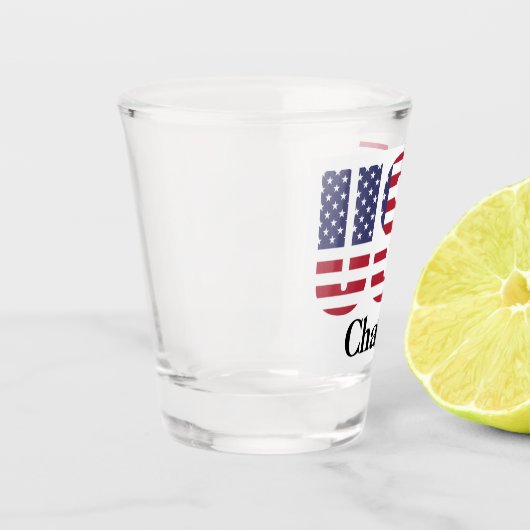 Name oder Initialen | Patriotic USA Flag Stencil Schnapsglas (Links)